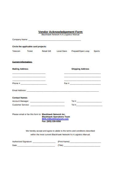 Free 52 Acknowledgement Forms In Pdf Ms Word Excel