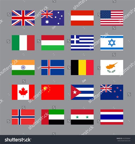 Simple Vector Flags Of The Different Countries Flag Icons In Flat