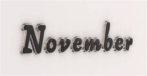 November Text Word Colored In Autumn Season Colors On Wide Banner Stock