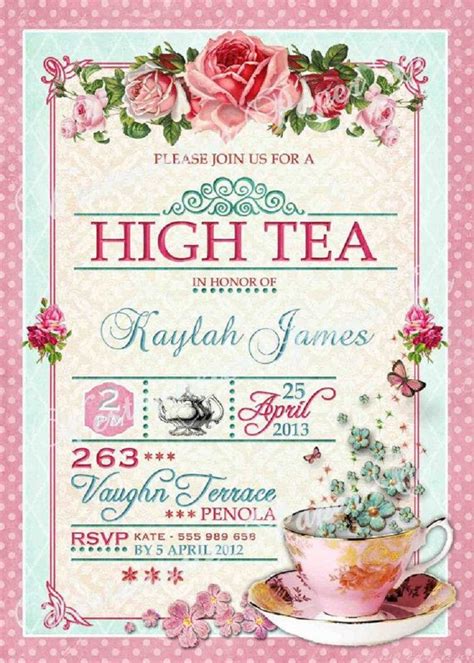 Bridal Tea Party Invitations High Tea High Tea Invitations Tea Party