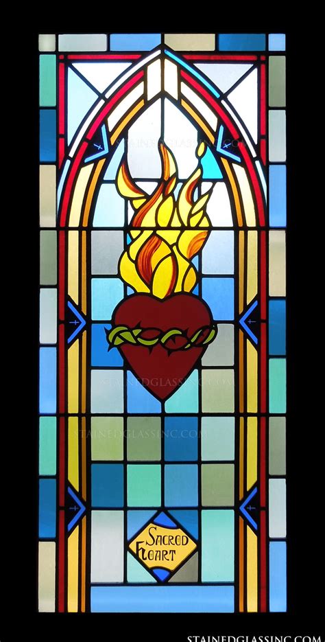 The Sacred Heart Symbol Religious Stained Glass Window