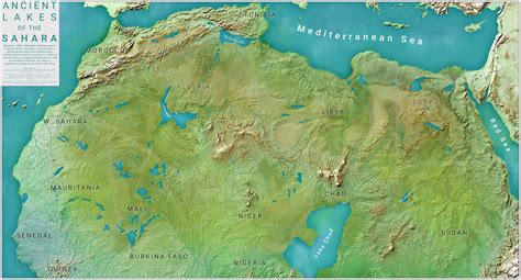 Sahara desert on map of africa and travel information download. The Saharan Mega-Lakes during the Holocene Wet Phase - Vivid Maps