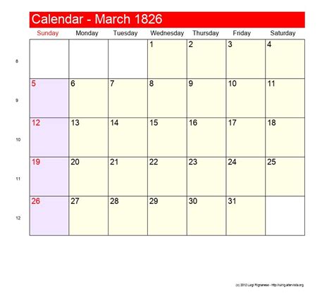 March 1826 Roman Catholic Saints Calendar