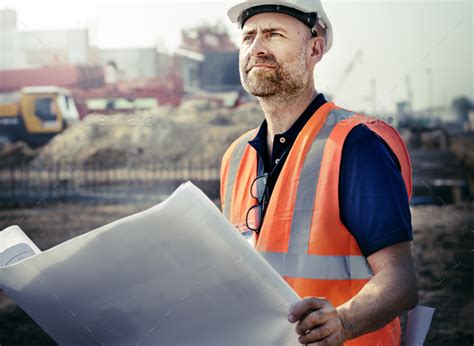 Construction Worker Planning Constractor Developer Concept Stock Photo
