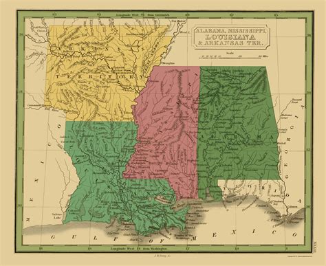 Old State Maps Alabama Mississippi Louisiana And Arkansas