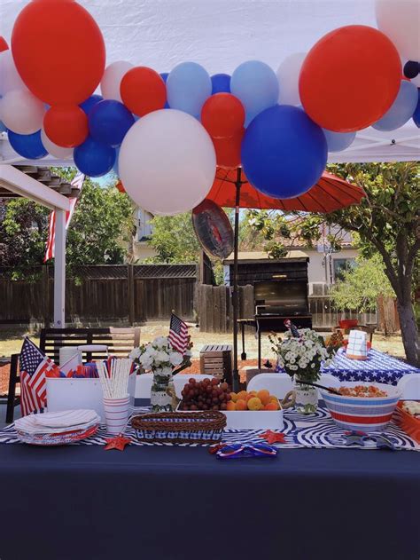 Party Table For 4th Of July Party In Red White Blue Star And Stripes