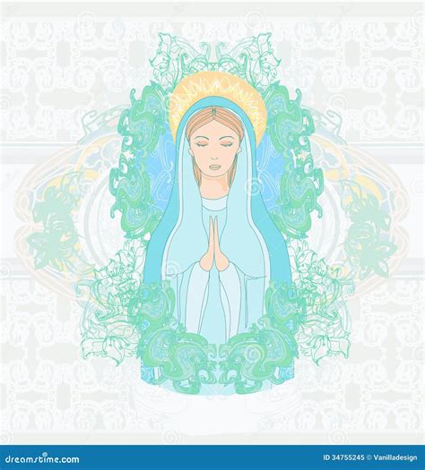 Blessed Virgin Mary Portrait Stock Vector Illustration Of Figure