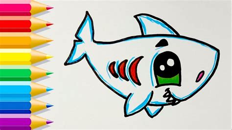 Como Dibujar Tiburon Kawaii Paso A Paso 💙 Dibujos Kawaii Faciles 💙 How