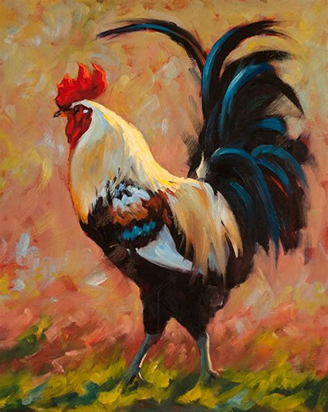 Lord Of Luckenbach By Cheri Christensen Oil ~ 20 X 16 Rooster