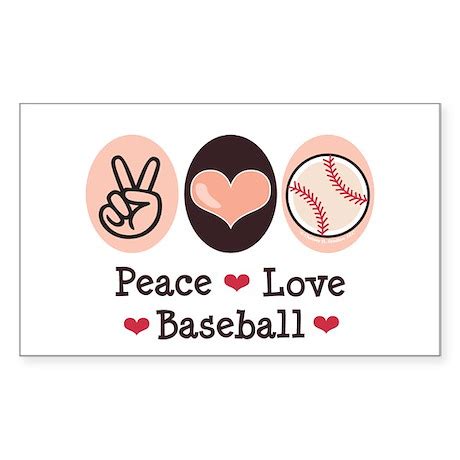 Peace Love Baseball Rectangle Decal by chrissyhstudios