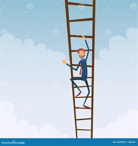 Businessman Climb Up Ladder Stairs Concept Stock Vector Illustration