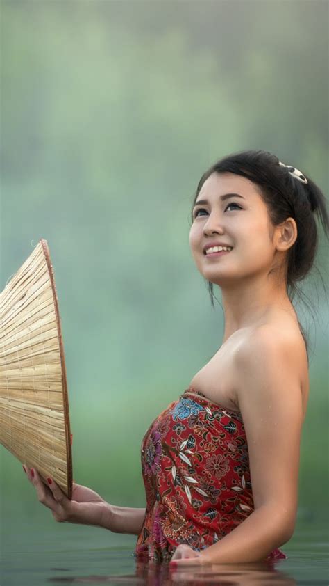 Beautiful Asian Girl Lake Photoshoot K Ultra HD Mobile Wallpaper