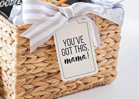New Mom Gift Basket   Free Printables from Somewhat Simple
