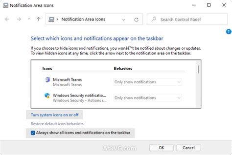 Tip Always Show All Icons In Windows 11 Taskbar Notification Area Askvg