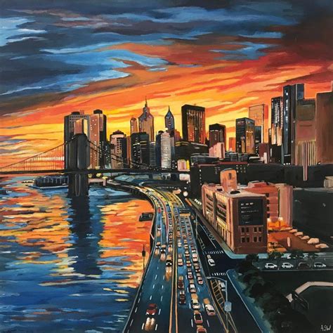 Angela Wakefield Brooklyn Bridge New York City Nyc Skyline Painting