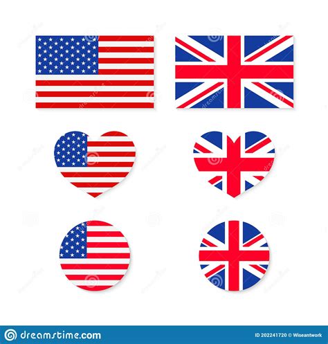 Großbritannien Und Usa Flaggen Usbritish Union Symbol Für Amerikas