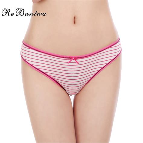 Rebantwa Cute T Panties Striped G String Lady Lovely Thongs Cotton
