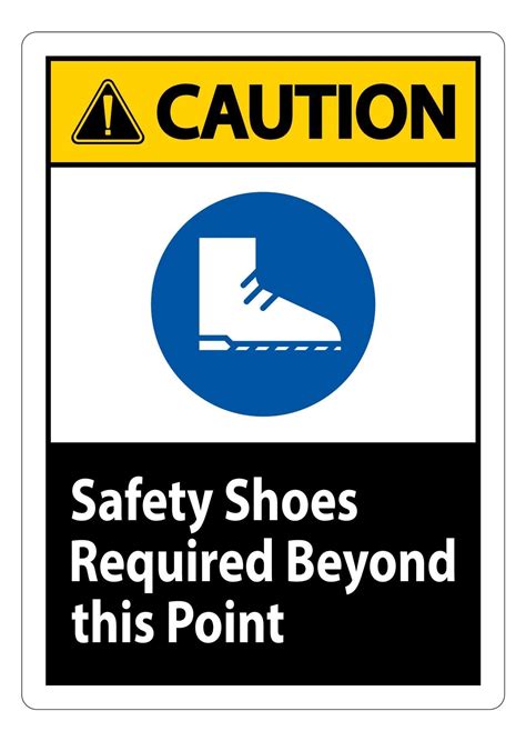 Caution Sign Safety Shoes Required Beyond This Point 2295795 Vector Art