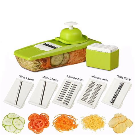 Manual Vegetable Cutter With 5 Blades Carrot Grater Mandoline Onion