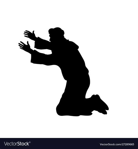 Silhouette Man On His Knees Praying Royalty Free Vector