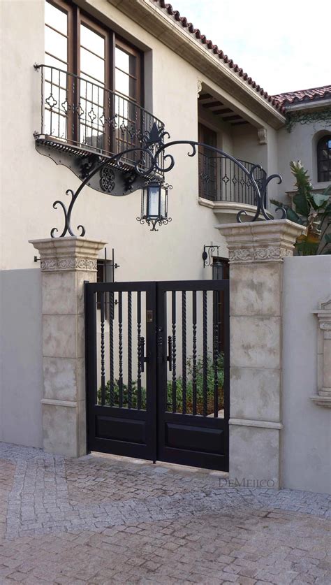 Wrought Iron Front Entry Gate With Vines Leaves And K