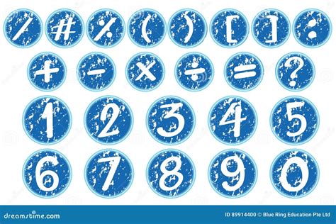 Numbers And Signs On Blue Badges Stock Vector Illustration Of Clip