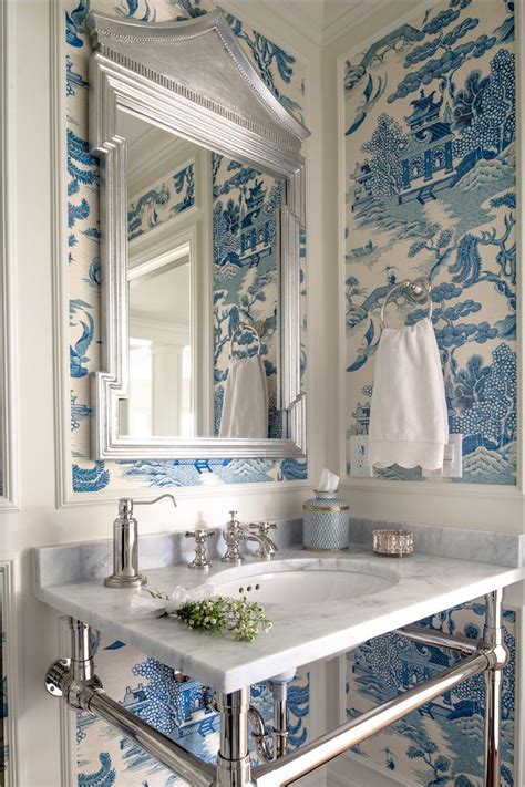 1280x720 blue and white ornamental pattern wallpaper>. Courtney Blanton Interiors | Asian bathroom, Powder room ...