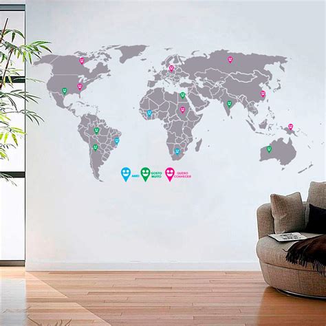 Adesivo De Parede Mapa Mundi Home Decor Decals Painting Art Worldmap