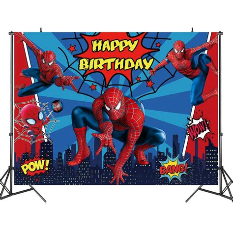 Spiderman Party Backdrops Curtain Photobooth Spider Superhero Children