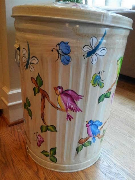 Hand Painted 20 Gallon Galvanized Trash Garbage Cans Garbage Can