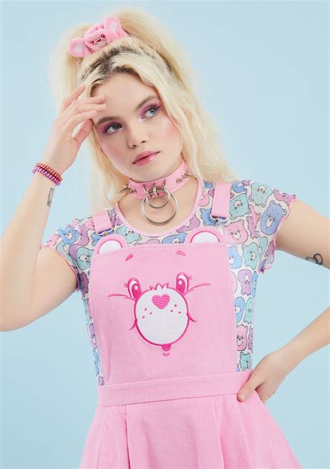 Dolls Kill X Care Bears Baby Care A Lot Pinafore Dress Pink Small In