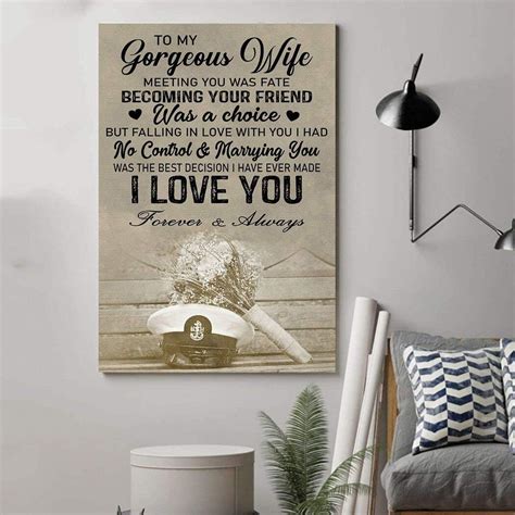 To My Gorgeous Wife Meeting You Was Fate I Love You Poster Poster Wall Art Decor