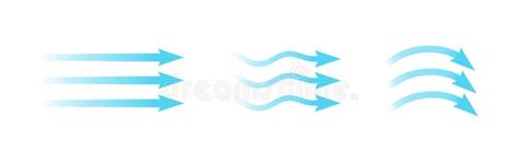 Air Flow Set Of Blue Arrows Showing Direction Of Air Movement Wind
