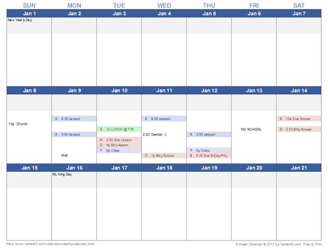 Download A 3 Week Calendar Template From Weekly Calendar