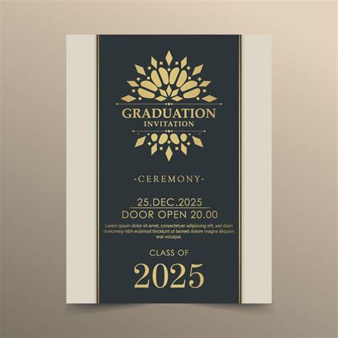 Elegant Graduation Invitation Template With Ornament 20455322 Vector