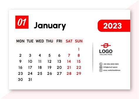 Premium Vector January 2023 Calendar Template