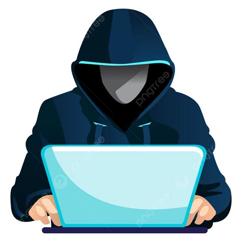 Hacker With A Laptop Hacking Using Mask Vector Hacker Pirate Ilegal Png And Vector With