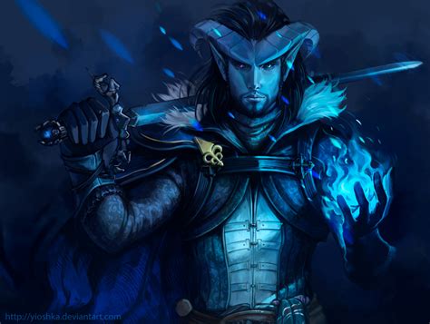 Blue Tiefling Male Dnd Character Oc Tiefling Rogue Commissions