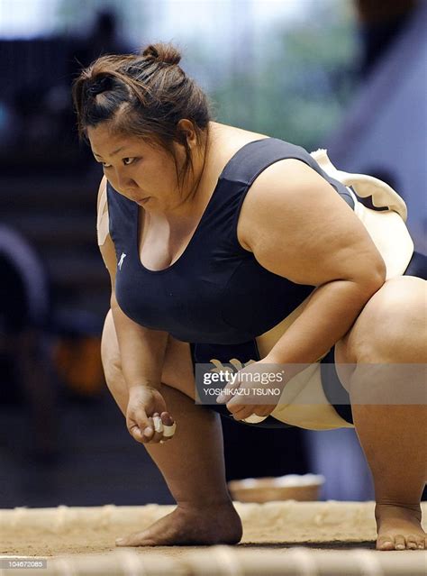 Female Sumo Wrestler Miki Satoyama Gazes At Her Opponent During The