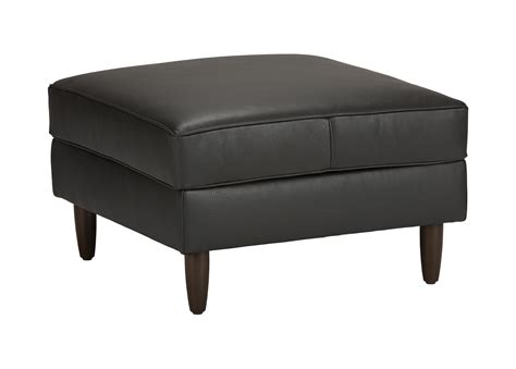 Marcus Leather Ottoman With Wood Legs Ethan Allen Ethan Allen