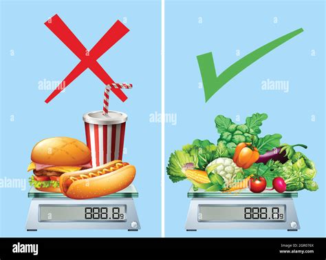 Healthy Food Versus Junkfood Stock Vector Image And Art Alamy