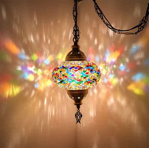 Colors Swag Plug In Turkish Moroccan Mosaic Etsy Hanging