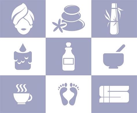 vector illustration of various spa silhouette icons vector art and graphics
