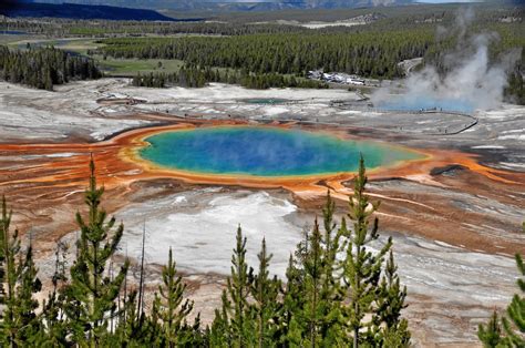 Yellowstone was the first national park in the u.s. Day Hiking Trails: Day trail passes prismatic spring, geysers, waterfall in Yellowstone National ...