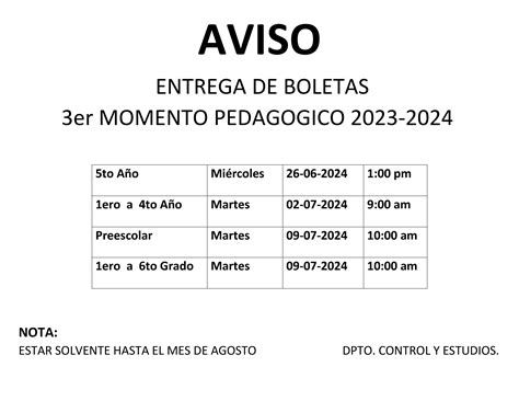 AVISO 07 De Junio 2024 CONTROL DE ESTUDIO