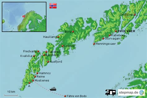 Vesterålen is a region located on islands in the northern part of norway. StepMap - Lofoten - Landkarte für Norwegen