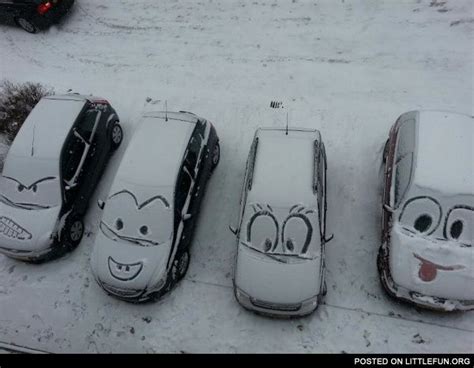 Disco sport drenched in snow ❄️. Faces on cars in snow. (With images) | Winter humor, Snow ...