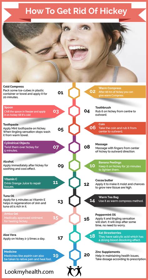 The clotted blood needs time to disperse and slowly spread into the surrounding tissue. How To Get Rid Of Hickey INFOGRAPHIC