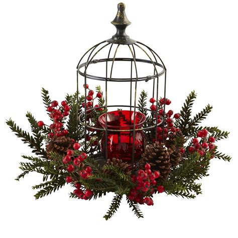Pine Berry Birdhouse Candelabrum Nearly Natural