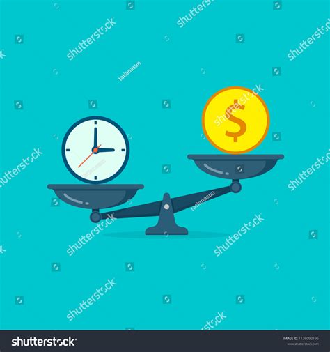 Time Vs Money On Scales Illustration Stock Vector (Royalty Free